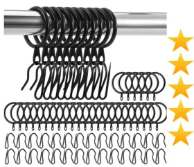 Dhylricher 743054835319 Metal Drapery Curtain Rings With Pin Hooks Hanging 30pcs