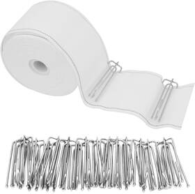 Dingtenn 10mpleattape 10m White Curtain Pleat Tape With 30 Stainless Steel 4-prong Hooks