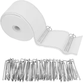 10mpleattape Dingtenn 10m White Curtain Pleat Tape With 30 Stainless Steel 4-prong Hooks