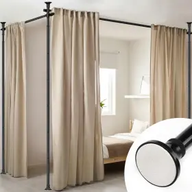 25clg-dtld-zj-ygh Diovplx Room Divider Curtain Rod - No Drilling Tension Dividers Matte Black