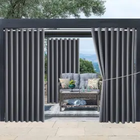 W105 Diva En Camino Dec Dec-ocb-02-gray 105 84 Waterproof Outdoor Curtain X L84 - Grommet Top Sunlig