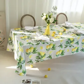 Tc2023-lemon-60x84 Diva En Camino Dec Rectangle Lemons Printed Table Cloth 60x84 Inch Waterproof Yellow Lemonade P