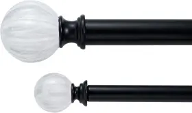 Dmnltt 717359886390 1-inch Double Curtain Rod Marble Ball Final 84-inch To 84 Inch -120 Black Gray
