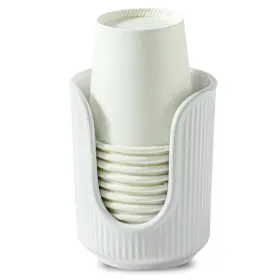 8899 Dobbyby Ceramic Bathroom Cup Dispenser With Stylish Vertical Stripes - Disposable Mou