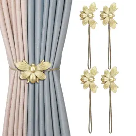 Dodolo 762736200504 Curtain Holdbacks Resin Magnetic Tiebacks Golden Bee Holders Decorative Tie