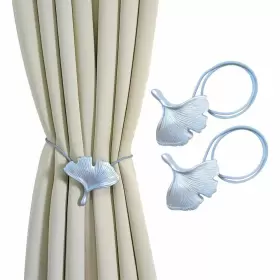 Dodolo 768434932952 Curtain Holdbacks Set Of 2 Resin Magnetic Tiebacks Silver Ginkgo Lea