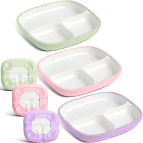 Gen-domensi-4026 Domensi 3 Set Kids Porcelain Plates With Upgrade Anti-slip Silicone... Fast Ship