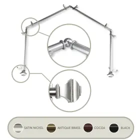 Oj4bay-82-5 Domovina Arya 13/16 Inch 4 Sided Bay Window Single Curtain Rod Satin Nickel