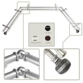Ojabay-02-5d Domovina Taylor 13/16 Inch Bay Window Double Curtain Rod Satin Nickel