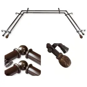 Ojabay-06-7d Domovina Garden 13/16 Inch Bay Window Double Curtain Rod Cocoa