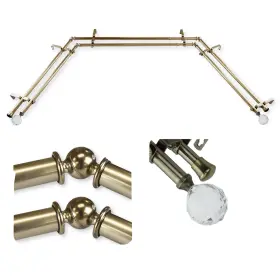 Ojabay-57-4d Domovina Gleam 13/16 Inch Bay Window Double Curtain Rod Antique Brass
