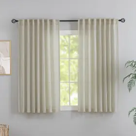Dr-3-dms-beg-52x64 Donren Beige Burlap Linen Textured Curtains And Drapes For Childrenft Bedroom 63 Inch L