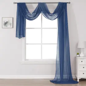 Dr-bdl-26-navy-52x288 Donren Semi Sheer Panel Curtains Scarf-home Decor Window Valance Voile