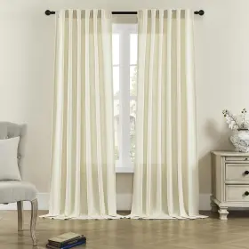 Dr-trm12-50x96 Donren Cream Linen Sheer Curtains And Drapes 96 Inches Long Rod Pocket ... Fast Ship