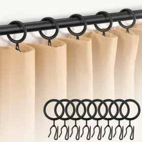 Dpyrrhic 313051487424 60pcs Metal Curtain Rings And 60 Pcs Drapery Pin Hooks Black