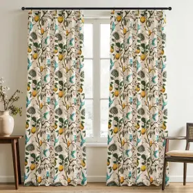 Cl208hzrbbeige-100x213-2 Drapenova Beige Floral Pinch Pleated Curtains 84 Inches Long Vintage Lemon And Hummingbir
