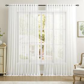 Dreaming Casa Cadc548br-6-14 White Sheer Curtains 102 Inches Long Rod Pocket And Back Tab Lig
