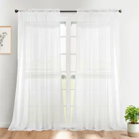 Dc548-6-8 Dreaming Casa Solid Sheer Curtains Living Room White Rod Pocket Voile Draperi