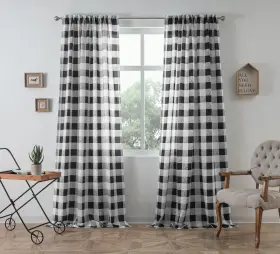 Driftaway 056700106134 Semi Sheer Buffalo Plaid Check Curtains Rod Pocket Checkered Farmho
