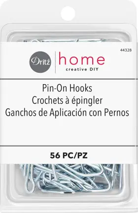 44328 Dritz 885611225147 Home Pin-on Drapery Hooks 56-piece Silver