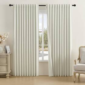 Dualife Dl-trmcl-18-natural-84x96 Natural Birch Curtains 96 Inch Length-back Tab Pocket Pleated Room Da