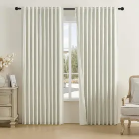 Dl-trmcl-18-natural-84x96 Dualife Natural Birch Curtains 96 Inch Length-back Tab Pocket Pleated Room Da