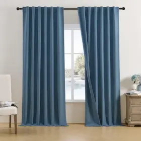 Dl-trmcl-6-classic Dualife Extra Long 132 Inch Linen Blackout Curtains 2 Panels Floor To Ceiling Pleated