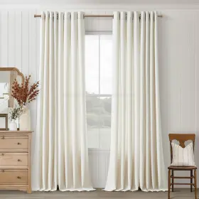 Dk-fmdddhcl-zrs5296 Dukiyo Ivory Linen Curtains 96 Inches Long 2 Panels For Living Room Sliding Glass Do