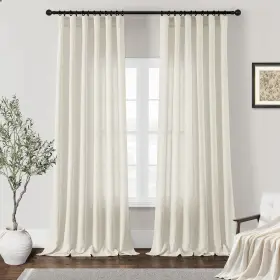 Lc-natural-50 Dukiyo 102 Natural Linen Curtains Inches Long For Living Room 2 Panels Set Farmhouse
