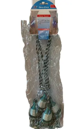 Dura-kleen 729193003604 Vtg Twin Tassel Curtain Drapery Tie Backs- Knotted/ Rope
