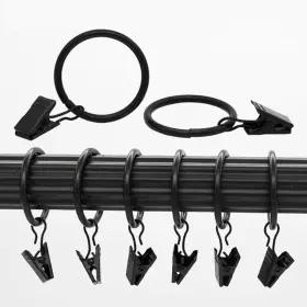 Dynamic Bazaar Inc 615629322008 50 Premium Quality Black Curtain Rings With Clips 1 Inch Interior