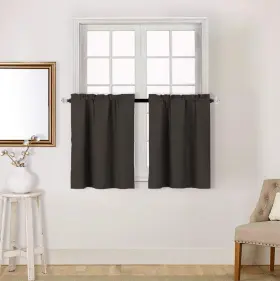 Easy Home 798808281898 2 Panels Blackout Tier Curtain With Rod Pocket For Kitchen Bathroo