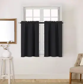Easy Home 798808432894 2 Panels Blackout Tier Curtain With Rod Pocket For Kitchen Bathroo