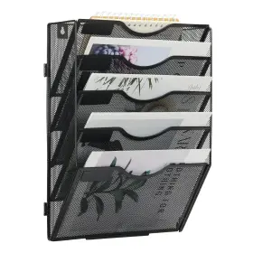 5thgfl-m Easypag 5 Pocket Wall File Organizer Black Metal Mesh Mounted Ho