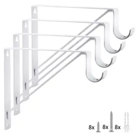 Eau 791378660384 4 Packs Of White Heavy Duty Closet Shelf And Rod Bracket Br