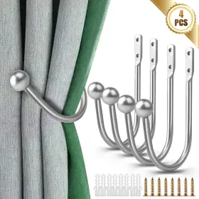 Eeekitonline 601549179334 4x Curtain Holdback Wall Mounted Drapery Holder For Home Window Curtains Decor