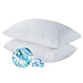 Egohome Vc-pl-cl-2 Shredded Memory Foam Pillows Queen Size Set Of 2 Cooling For Sleep Inch