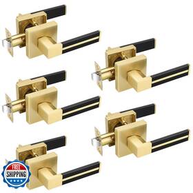 Ehomeware B0c5zvl8l1 5 Pack Gold Interior Door Handles Brass Levers Black Leather
