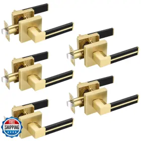 B0c5zvl8l1 Ehomeware 5 Pack Gold Interior Door Handles Brass Levers Black Leather