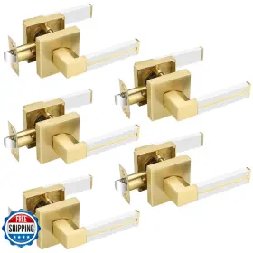 B0c5zwrcrm Ehomeware 5 Pack Gold Interior Door Handles Brass Levers White Leather