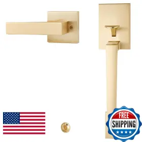 B0dksvjjxy Ehomeware Front Door Handle Set Brushed Gold Satin Brass Zinc 1-3/8 To 1-3/4 35