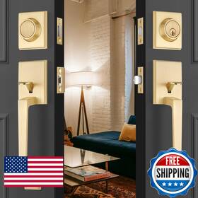 Ehomeware B0dkt132q6 Gold Double Door Handle Set Front Lock Deadbolt