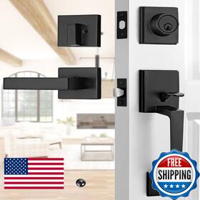 Ehomeware B0dkt169w5 Black Front Door Handle And Deadbolt Set Exterior Lock Entry