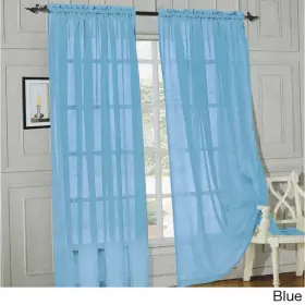 Elegant Comfort 088234232206 84-inch Window Sheer Curtain Panel Pair - 60 Light Blue X 84
