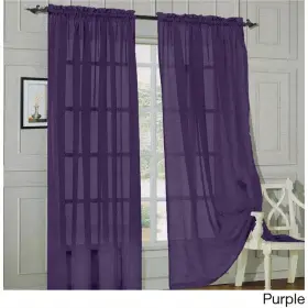Elegant Comfort 088234232251 84-inch Window Sheer Curtain Panel Pair - 60 Purple X 84