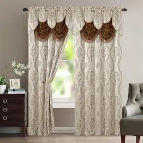 Elegant Comfort 088234249334 Luxurious Beautiful Curtain Panel Set With Attached Valance A