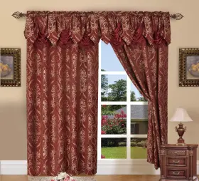 Elegant Comfort 843257021967 Penelopie Jacquard Look Curtain Panel Set 54 By 84-inch Bur