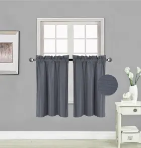 Elegant Home Decor 635309788023 2 Short Panels Tiers Small Window Treatment Curtain Blackout 28 Inch