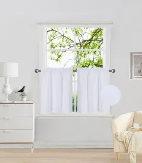 Elegant Home Decor 635309794796 2 Short Panels Tiers Small Window Treatment Curtain Blackout 28 Inch
