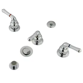 Eb321 Elements Of Design Bidet Faucet With 3 Lever Handle And Brass Pop-up Chrome